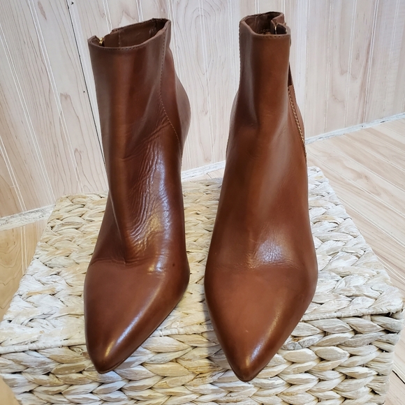 Women's Jessica Simpson Carolie Ankle Boots Booties Sz 8 Zip Carmel Brown - Picture 3 of 10